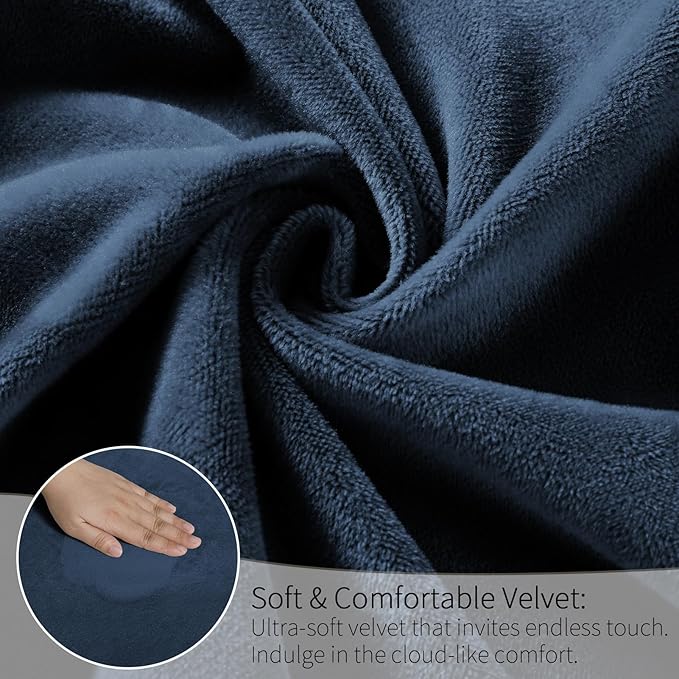 MOSAYT Velvet Stretch Chair Covers for Dining Room Set of 6 - Soft Slipcovers with Thick Removable Fabric for Parsons Chairs, Washable Seat Protectors for Kitchen, Banquet & Home Decor, Navy Blue
