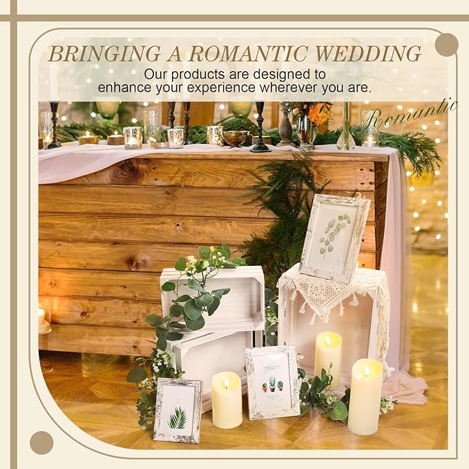Yuntau 11 Pcs Rustic Nesting Wedding Decoration Farmhouse Wood Crates for Display Decorative Storage Baskets for Bridal Shower Birthday Party Centerpiece(White)