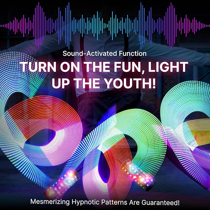 LED Poi Stick, 241 Light Modes USB Rechargeable Magic Glow Stick with Customizable Colors, Profound Visual Effect for Flow Arts Rave Festival Performance