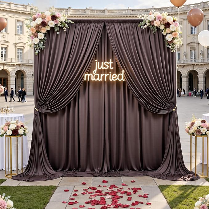 20ft x 12ft Brown Backdrop Curtains for Parties, Wrinkle Free 4 Panels Photo Backdrop Drapes Back Drop Cloth for Wedding Birthday Photography Background Decor