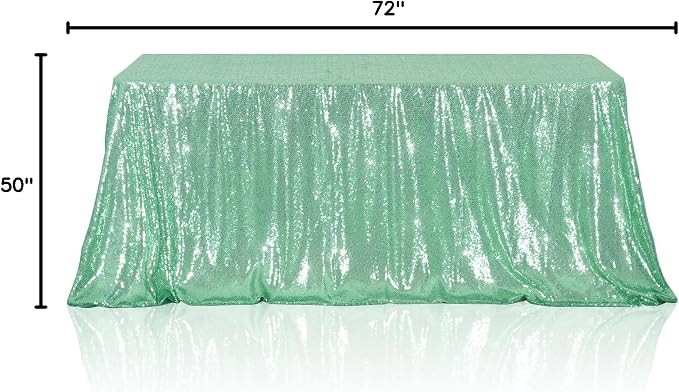 Poise3EHome Mint Green Sequin Tablecloth 50×72 Inch Rectangle Table Cover for Birthday Wedding Party Baby Shower Decoration