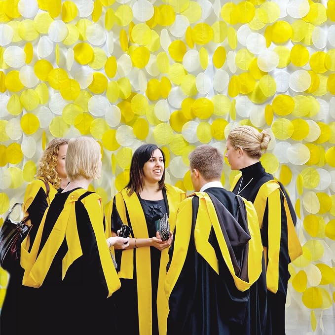 Party Decor - Gradient Yellow Backdrop and Tissue Paper for Birthday, Baby Shower and more