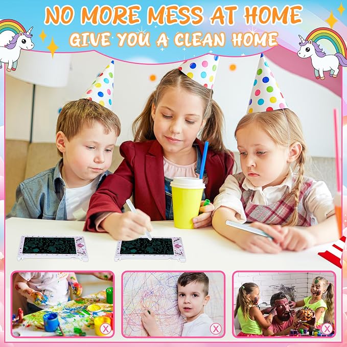 Nezyo 12 Pack Unicorn Party Favors Mini LCD Writing Tablet for Kids 4.6 Inch Doodle Board Drawing Tablet Erasable Reusable Electronic Drawing Pads for Unicorn Party Decor Birthday Supplies