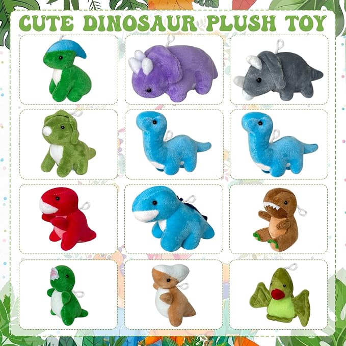 38 Pcs Adopt a Dinosaur Pet Party Favors Dinosaur Stuffed Animal Include 12 Mini Plush Dinosaur 12 Foldable Boxes 12 Adopt Dinosaur Cards 1 Adopt Sign 1 Adopt Fence for Adopt a Pet Party
