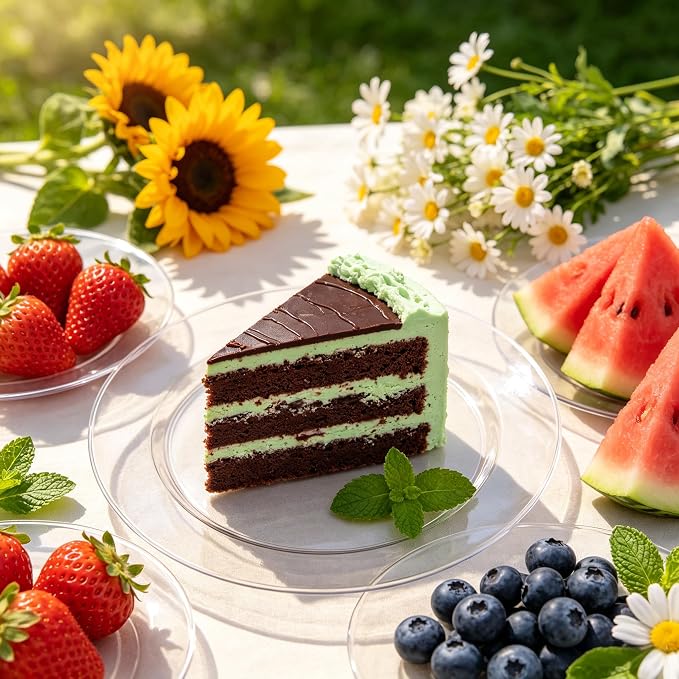 FLOWERCAT 60PCS Clear Plastic Plates - Disposable Clear Plates Heavy Duty for Summer Party/Wedding/Birthday- Include 30PCS 10.25inch Dinner Plates and 30PCS 7.5inch Dessert/Salad Plates