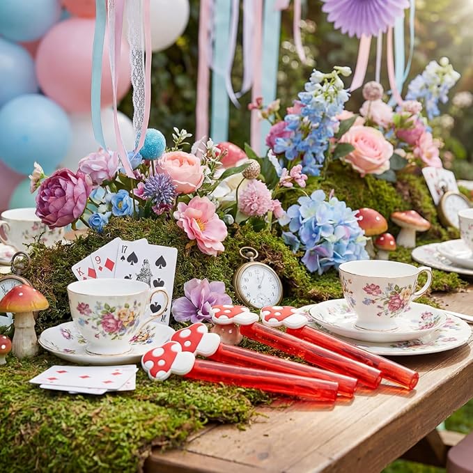 Shappy 48 Pcs Mushroom Party Favors Bubble Wands Bulk Wonderland Fairy Theme Stick Mushroom Party Goodie Bags Stuffers for Activity Use Birthday Gift Supplies