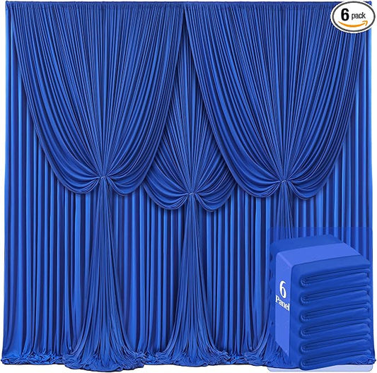 6 Panels Royal Blue Backdrop Curtains for Wedding Party Wrinkle Free Backdrops Curtain Drapes Fabric Decorations Photo Back Drop Cloth for Baby Shower Photography Stage Reception 30ft(W) x 12ft(H)