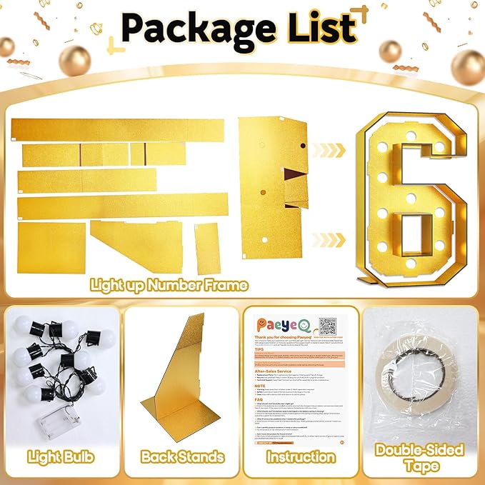 4FT Light Up Numbers 60, Number 60 Marquee Large Light Up Numbers Frame Marquee Mosaic Number for 60th Birthday, Giant Light Up Number DIY Frame Pre-Cut Foam Board Kit for Graduation Anniversary Party