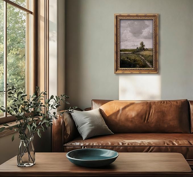 Vintage Gold Framed Rustic Landscape Wall Art Nature Landscape Canvas Wall Decor Cottagecore Poster Artwork Picture for Home Living Bedroom Farmhouse Hallway