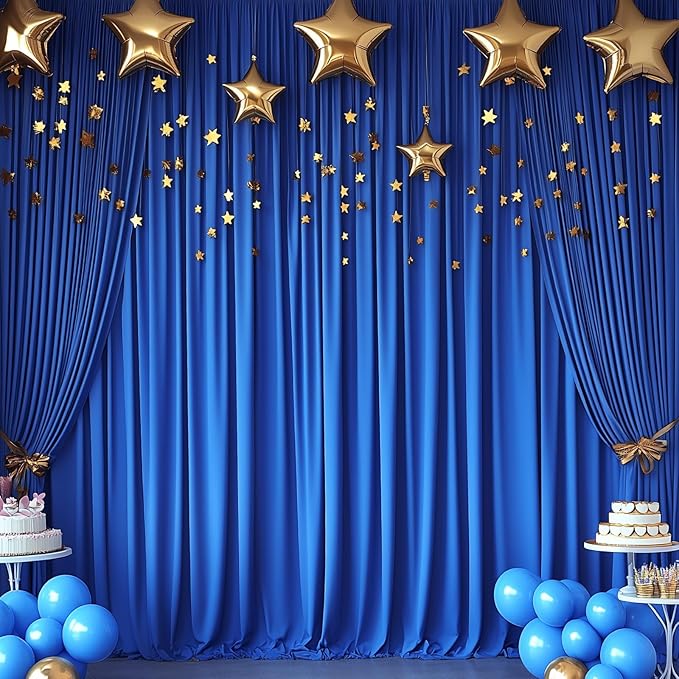 10x10FT Wrinkle Free Royal Blue Backdrop Curtains for Parties Blue Curtain Backdrop for Baby Shower Soft Backdrop Drapes for Birthday Party Photography Stage Background Home Decor 5ft x 10ft, 2 Panels