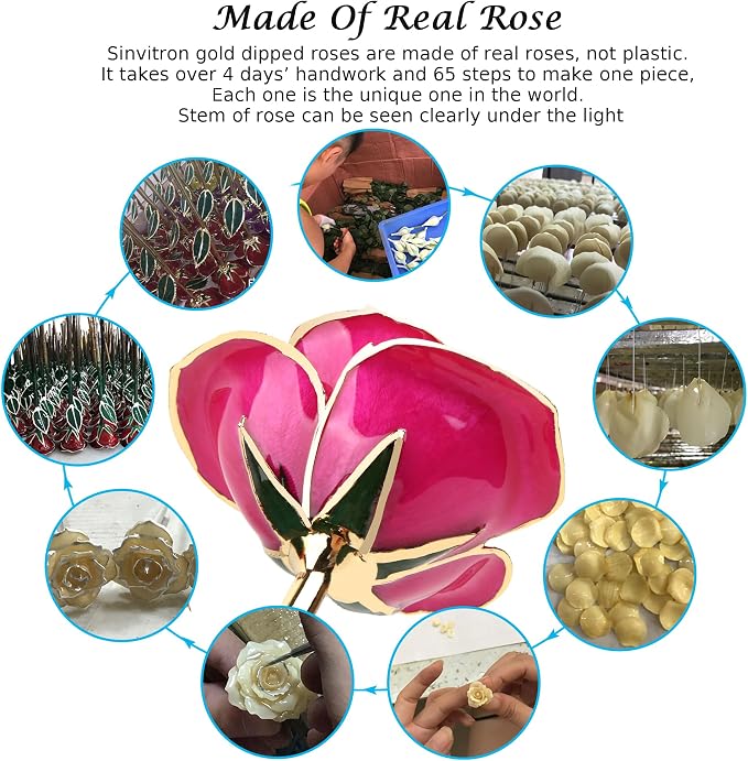 Sinvitron Gold Dipped Infinity Rose - Eternal Resin-Preserved Rose | Forever Flower Decor for Birthdays, Mother’s Day, Anniversaries | Unique Gift for Women, Mom, Wife (Peach Pink)