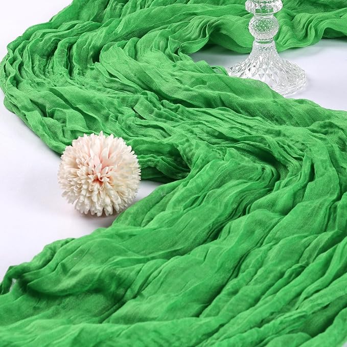 6 Pack 10FT Green Cheesecloth Table Runner 120 Inch Long Gauze Rustic Boho Spring Cheese Cloth Table Runner Sheer Fabric Decorations for Holiday Party Wedding Banquet Bridal Baby Shower Décor