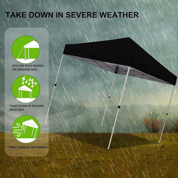 Northroad 10x10ft Pop Up Canopy, Popup Outdoor Canopy Tent with Wheeled Carrying Bag,Portable Gazebo Shelter for Patio,Deck,Garden,Beach（Black）