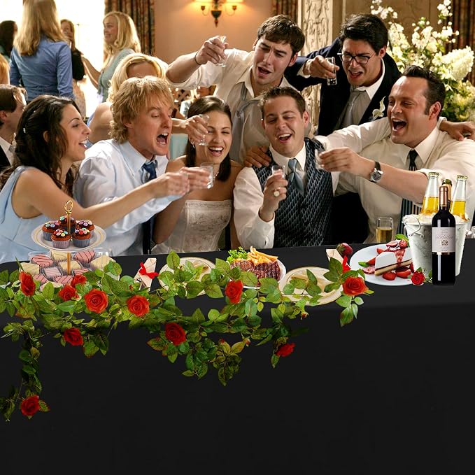 6 Pack Tablecloth 90 x 156 inch Polyester Table Cloth for 8 Foot Rectangle Tables,Stain and Wrinkle Resistant Washable Fabric Table Covers Polyester Black Table Clothes for Wedding,Party,Banquet