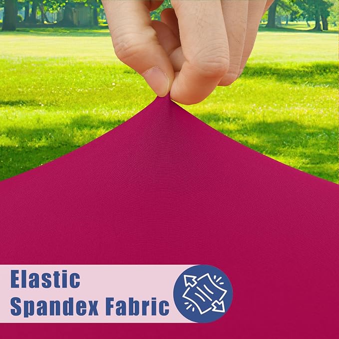 Moosfor Spandex 8 Foot Rectangle Table Cloth 6 Pack, Elastic Fitted Tablecloths for Picnic, Stretch Washable Patio Table Cover for Outdoor, Camping, Banquet and Parties (Fuchsia, 30"x96")