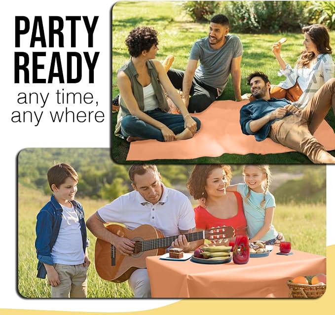Party Solids 66% Thicker Premium Peach Plastic Table Cover Roll 40" X 100' Table Cloth Plastic Cover Roll Quality Thick Banquet Rolls Disposable Tablecloth Rolls Strong American Based Company