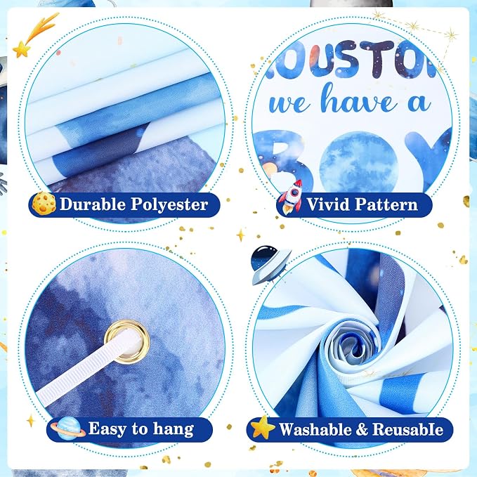 Outer Space Baby Shower Decorations for Boy Space Astronaut Welcome Baby Banner and Hanging Swirls Honeycomb Centerpiece Houston We Have A Boy Backdrop Mom To Be Sash for Party Supplies
