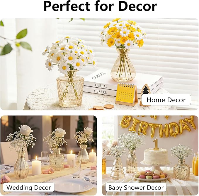 RUCKAE Glass Bud Vases Mini Flower Vase Small Vintage Vases for Centerpiece Table Wedding Decorations Home Decor Party(Gold 22 Pack)