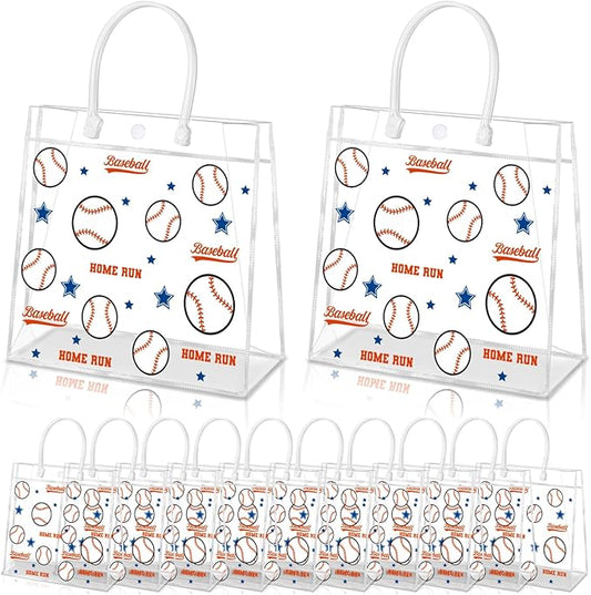 HYMENEX 24 Pack Baseball Clear PVC Gift Bags, Baseball Snack Bags with Handles for Goodie Treat Candy Party Holiday Sports Decoration