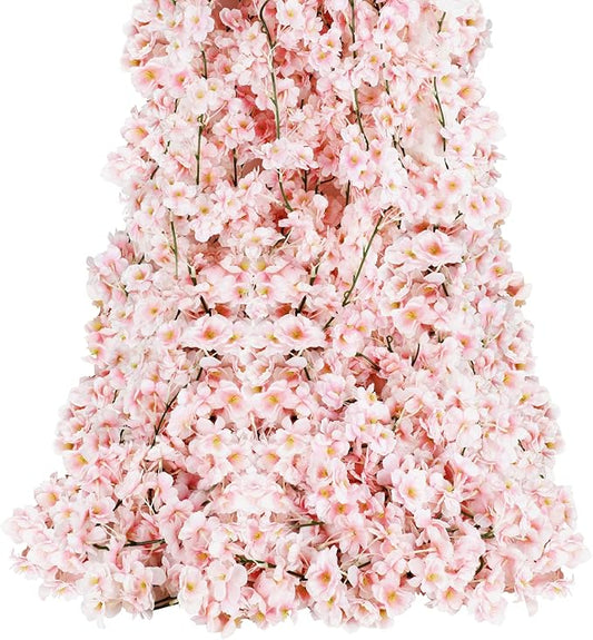 Sunm Boutique Cherry Blossom Garland 8-Pack 47.2 Ft Cherry Blossom Hanging Vine Silk Sakura Vines Garland for Wedding Party Decor, Pink