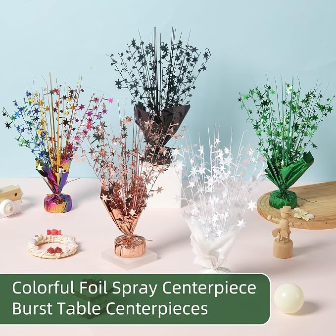 20 Pack White Star Table Decorations Metallic Foil Spray Centerpiece Burst Table Centerpieces for Birthday Party Decoration Graduation Wedding Baby Shower Party Supply (White)