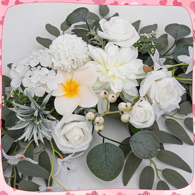 Wedding Arch Decorations 2 Pack - Reusable Artificial Hanging Flowers Floral Swag Greenery Garland for Wedding Welcome Sign Backdrop Bridal Ceremony Reception, Baby Shower