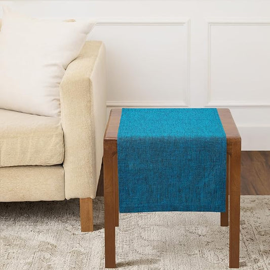 Solino Home Linen Table Runner 36 Inches - 100% Pure Linen Chambray Teal Table Runner 14 x 36 Inch Ideal for Dresser and Coffee Tables - Athena - Spring, Summer, Mothers Day