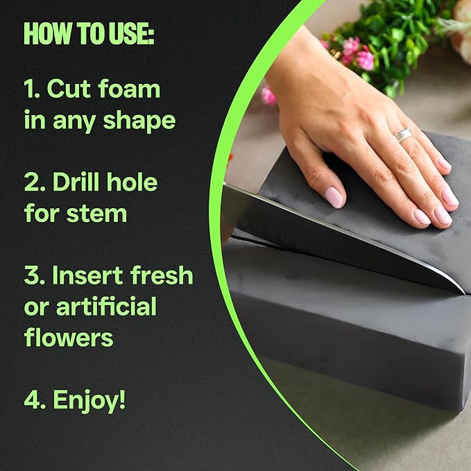 XCEL Floral Foam Blocks - Reusable, Weather Resistant Craft Foam Fresh & Artificial Flower Arrangements, Faux Florist Foam Planters Florist Supplies (Gray 7" x 7" x 3" - 4 Pack)
