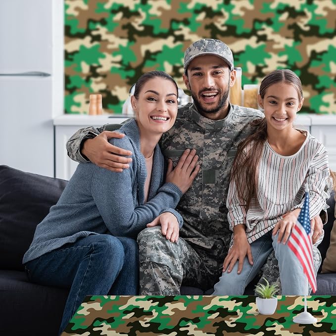 Kochorie 100 Ft x 54 Inch Camo Tablecloth Roll Camouflage Table Cover with Cutter Box Disposable Plastic Camo Table Cover Party Tablecloth Decorations for Camouflage Themed Party Supplies