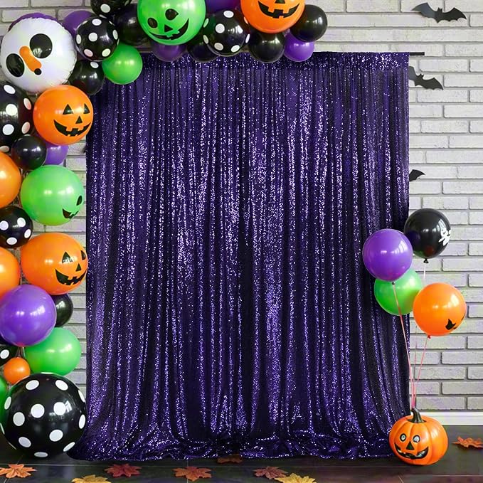 Eternal Beauty Purple Sequin Backdrop, 10x10 Ft Glitter Background Curtains for Shimmer Photography Party Wedding Birthday Back Drop Decor