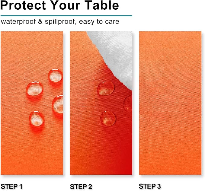 Hiasan Pumpkin Orange Rectangle Tablecloth - Waterproof Washable Polyester Fabric Table Cloth for Buffect Dining Birthday Party Wedding, 60 x 140 Inch