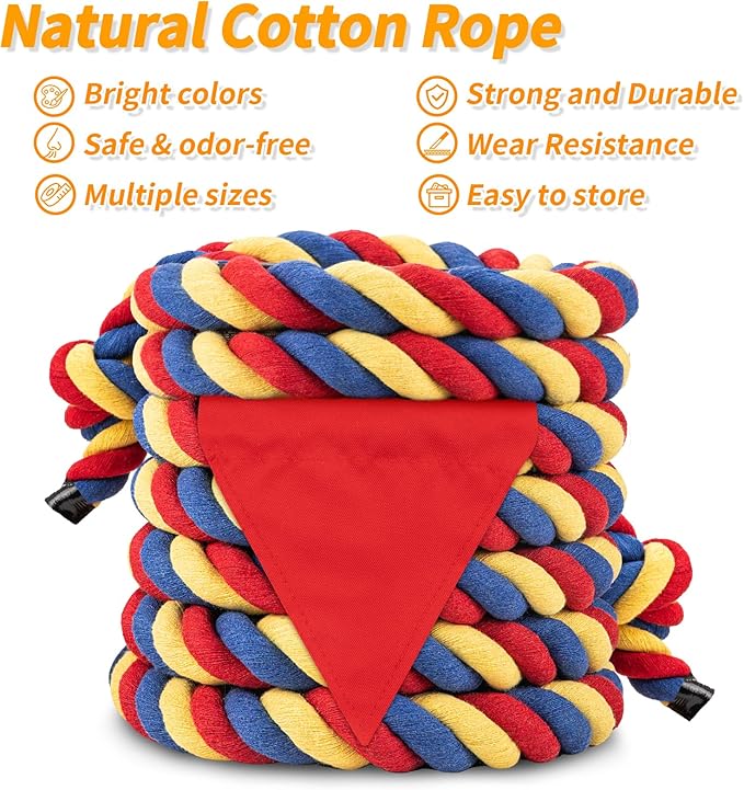 Tug of War Rope for Kids & Adults - 40ft Soft Cotton Outdoor Pulling Rope with Flag for Team Building Activities Field Day Family Reunions Birthday Parties Camping Games