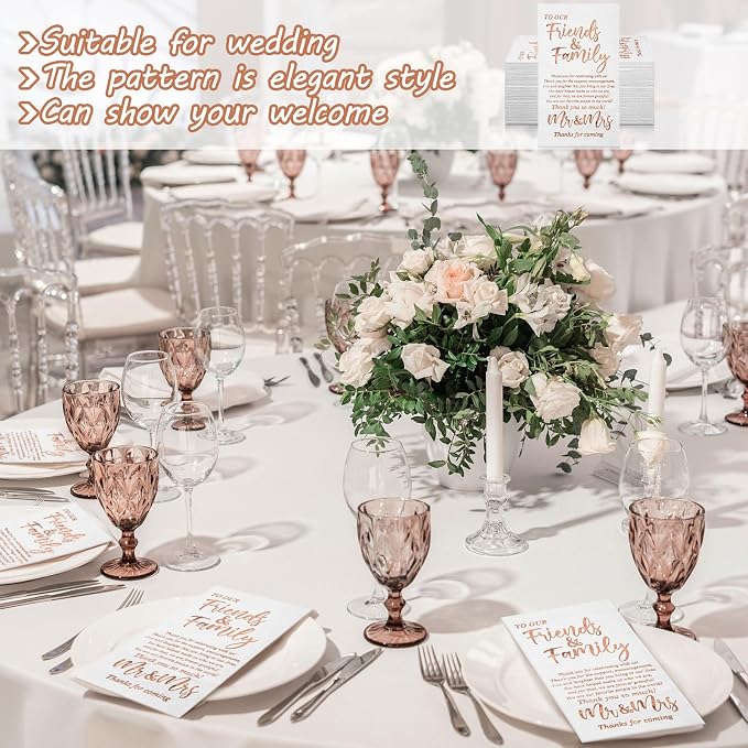 100 Pcs Wedding Napkins Mr & Mrs Dinner Napkins for Reception Disposable Decorative Towels for Wedding Shower Banquet Rehearsal Dinner Decor (Rose Gold)