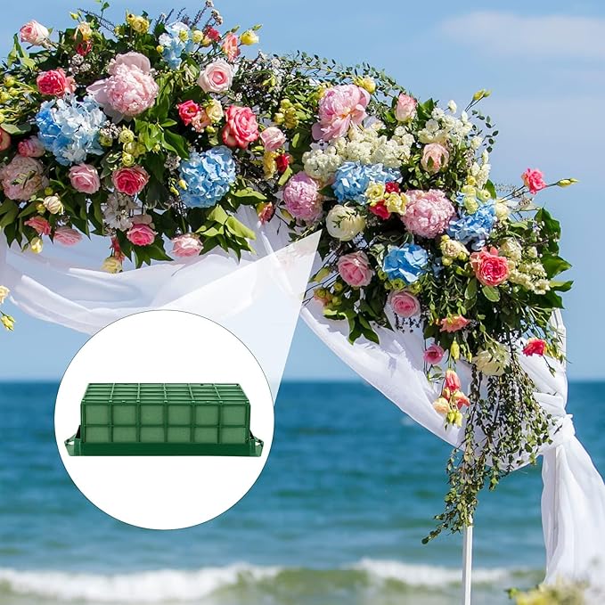 Hahood 12 Packs Floral Foam Cage Rectangle Flower Cage Holders with Floral Foam Flower Arrangement Supplies for Fresh Flowers, Home Wedding Decorations, 11.8 x 4.3 x 3.1 Inches