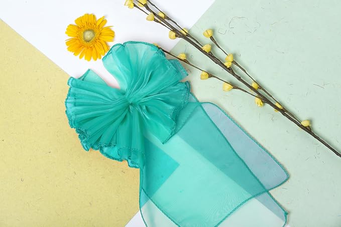 MDS® Pack of 200 Organza Chair Sashes for Wedding Decoration, Reusable Sheer Chair Bows for Banquet Chair Cover, Reception, Bridal Shower, Baby Shower, Birthday Party & Special Events - Emerald Green