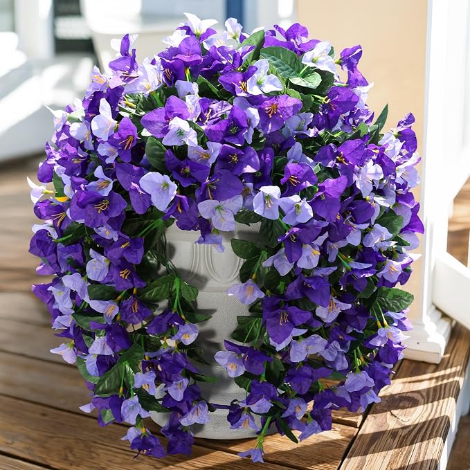 Faux Bougainvillea Artificial Flowers Plants for Outdoor Outside Decoration, 2pcs Fake Flowers Silk Long Trailing Vines UV Resistant Realistic Faux Flowers for Front Door Porch Planter Urn Yard, Mix