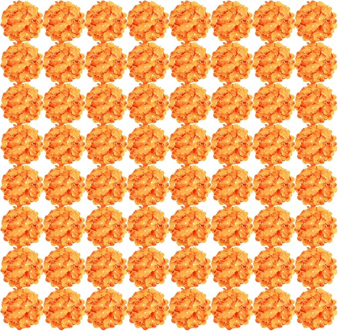 Auihiay 64 PCS Orange Hydrangea Flowers, Silk Hydrangea Artificial Flowers Heads with Stems, Artificial Hydrangea Flowers for Wedding Centerpieces, Home, Garden, Baby Shower Decoration