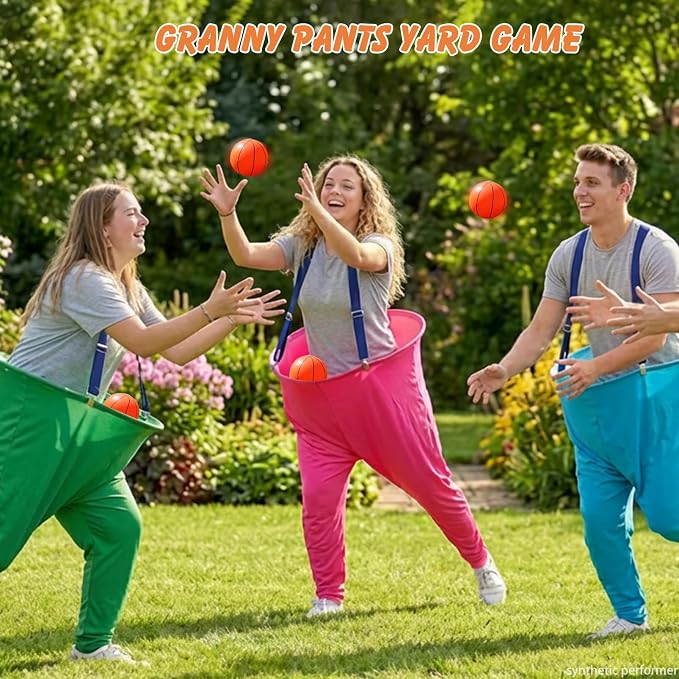 Granny Pants Yard Game Set for Adults - with Thickened Upgraded Bouncy Balls, Straps & Game Manual, Fun Outdoor Party Games for Family Backyard Gatherings（2pcs/4pcs）