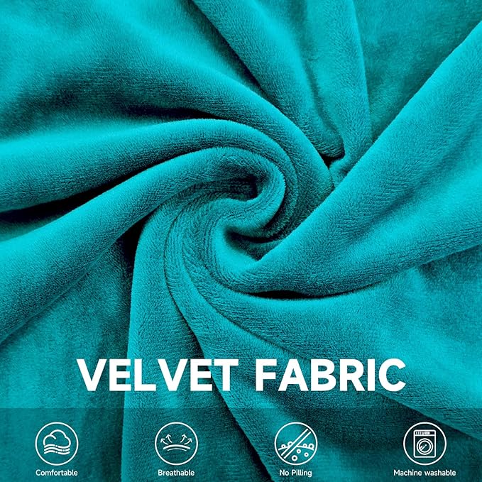 Velvet Wingback Dining Chair Cover Soft Stretch Accent Chair Cover Slipcover Thick Plush Wing Back Chairs Covers Furniture Protect Washable Chairs Protector Covers for Dining Room (Peacock Blue, 4)