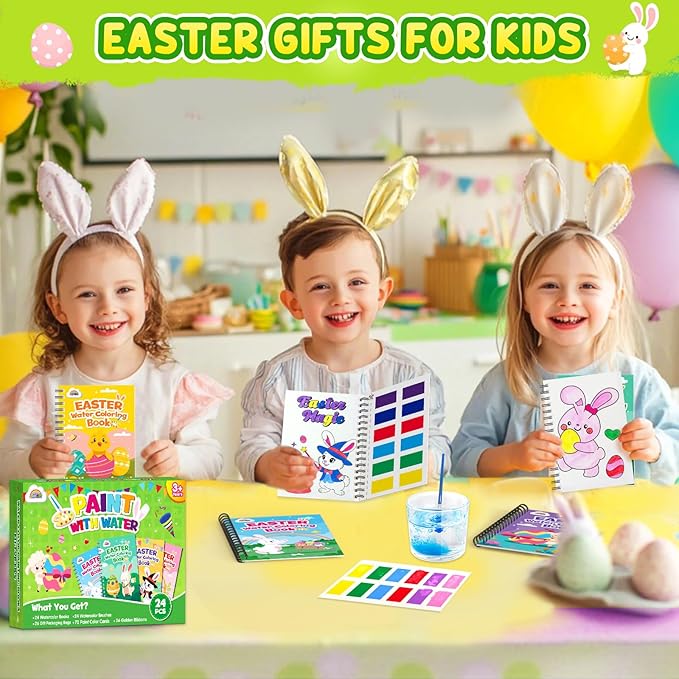 ZMLM Toddler Easter Basket Stuffers - 24 Mini Easter Coloring Books for Kids 4-8, Bulk Easter Gifts for Kids Party Favors,Goodie Bag Stuffers Birthday Return Gifts Prizes