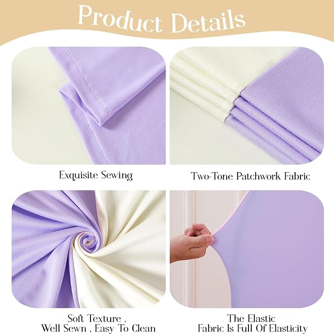 Set of 3 Arch Backdrop Covers(7.2ft, 6.6ft, 6ft) - Premium Stretchy Spandex Backdrop Arch Stand Cover for Baby Shower,Wedding,Party Decor Chiara Cover with Double-Sided Design(Cream Lavender)