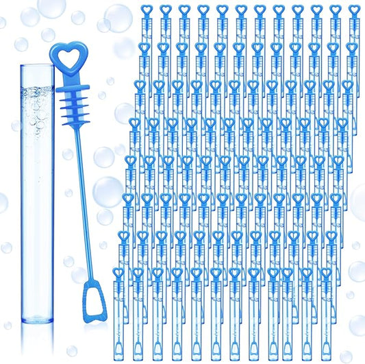 150 Pcs Bubble Wands Bulk for Wedding Party Mini Heart Wand with Bubble Solution for Wedding Bridal Showers Valentine Anniversary Birthday Supplies(Blue,Single Heart)