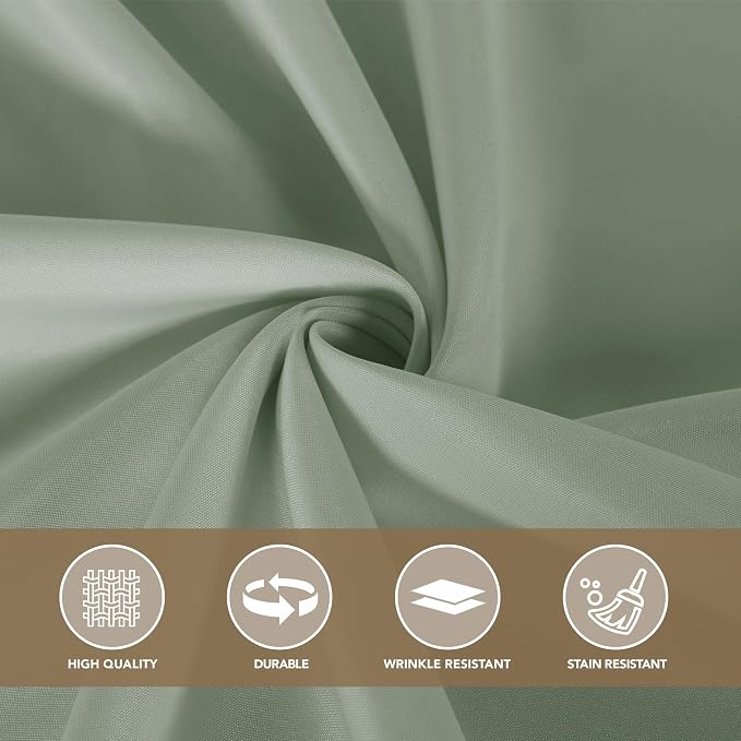 sancua Round Tablecloth 132 Inch Diameter, 6 Pack - Circle Polyester Fabric Table Cloth for Wedding Party Reception Banquet Birthday, Washable Formal Table Cover (Fit 54-96 Inch Tables), Sage Green