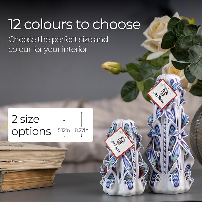 Carved Candles - Handmade Decorative Large Candle – Tall Long Burning Cute Spiral Candle for Women – for Home Decor, Cozy Cottage Core Gift - Christmas Gift for Mom - Polar Star