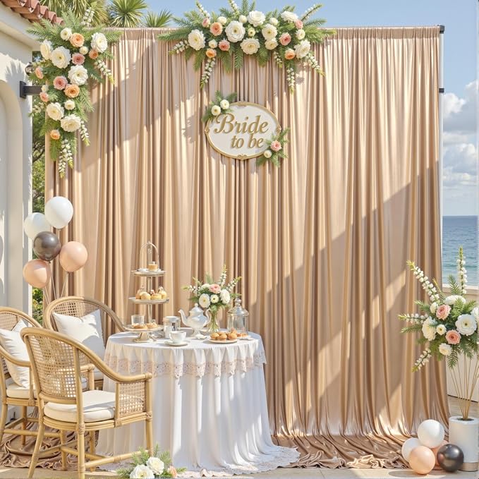 10×10FT Champagne Backdrop Curtain Shimmer Sequin Photo Backdrop Drapes Wrinkle-Free for Wedding Party Background Birthday Graduation Back Drop Bridal Baby Shower Christmas Halloween Stage Decor