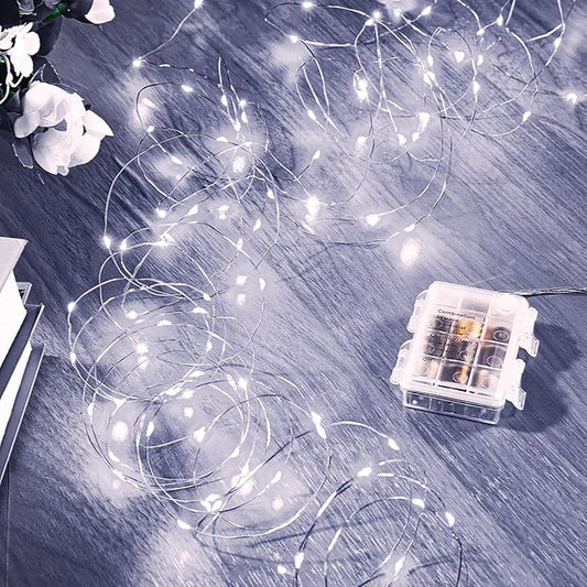 Ariceleo 1 Pack 16.4 Ft. Battery Operated Outdoor String Lights with Remote & Timer, LED Cool White Fairy Lights, Waterproof Twinkle Lights for Bedroom, Dorm, Mason Jar, Wedding, Party, Christmas