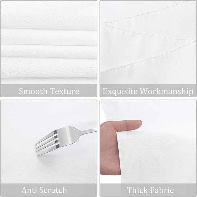 Fivenl 8 Pack Premium Round Tablecloth 108 Inch Round Table Covers Washable Polyester Fabric Round Table Clothes for Wedding Party Reception Banquet Buffet Restaurant (White, 108 Inch)