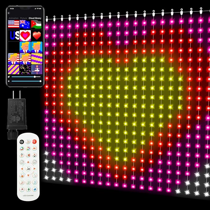 Smart Curtain Lights 400 LED, Color Changing Curtain Lights 6.6ft*6.6ft with APP&Remote,Dynamic DIY Fairy String Light for Bedroom Living Room Backdrop LED Halloween Chrismas Light Decor