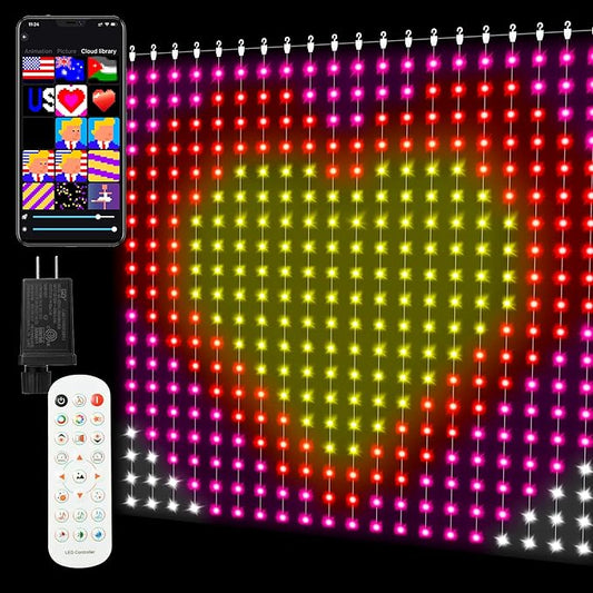 Smart Curtain Lights 400 LED, Color Changing Curtain Lights 6.6ft*6.6ft with APP&Remote,Dynamic DIY Fairy String Light for Bedroom Living Room Backdrop LED Halloween Chrismas Light Decor