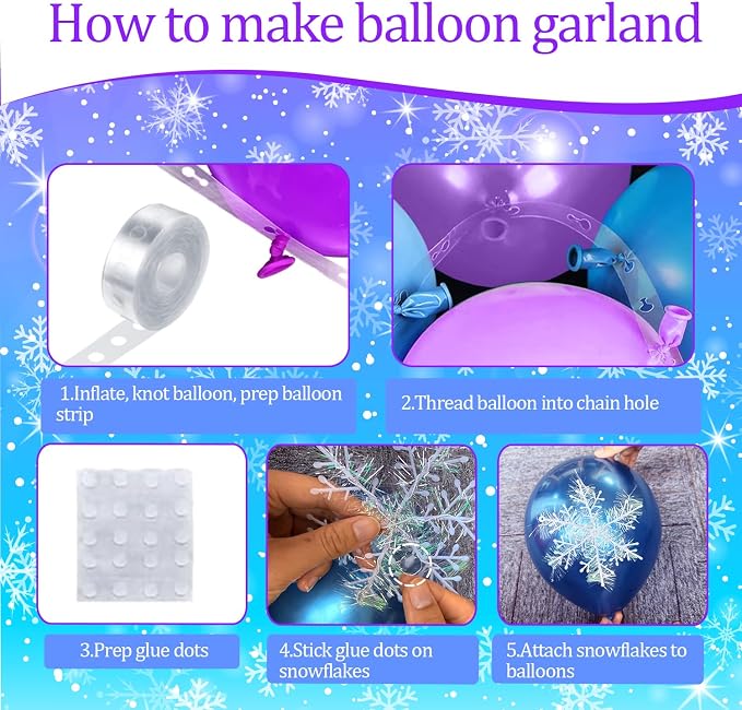 Blue Purple Balloon Garland Arch Kit Birthday Party Decorations, Music Themed Foil Fringe Curtains Backdrop Tinsel Streamer Photo Booth Props for Christmas Winter Wonderland Party Decor Supplies